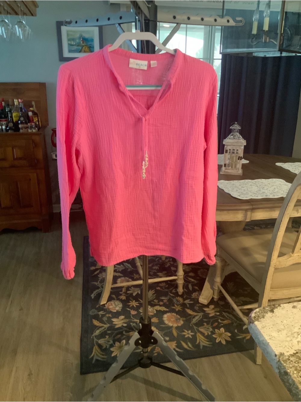 Belle Beach Women’s Pink Long-Sleeve Gauze Top